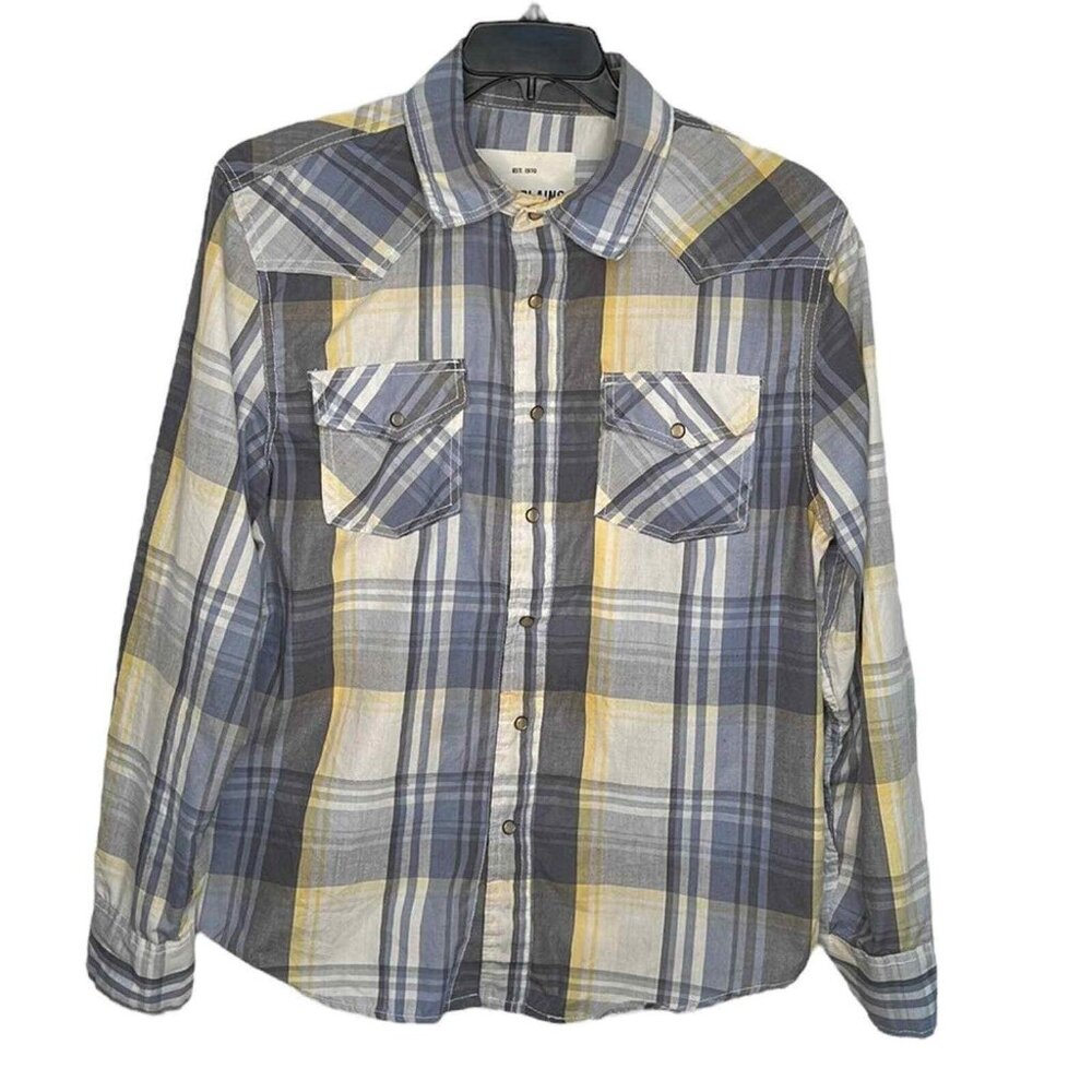 Ditch Plains NWT mens Western Pearl Snap Plaid long sleeve shirt size Large